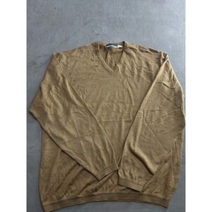 TASMERE by St Croix V Neck Fine Tasmanian Merino Wool Blend Sweater XL Tan Mens